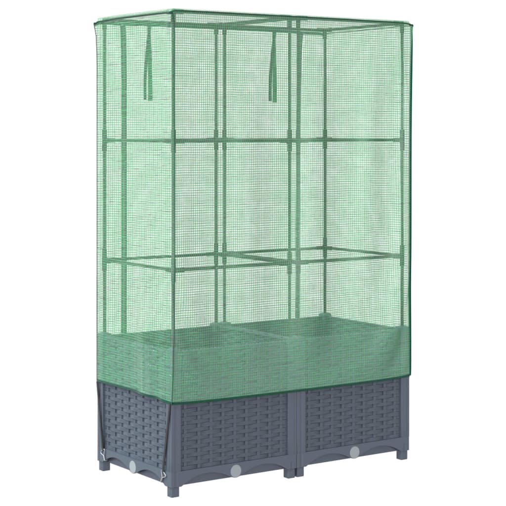 Jardinière surélevée | Pot de Fleurs avec housse aspect rotin 80x40x138 cm CFW65213 - 6