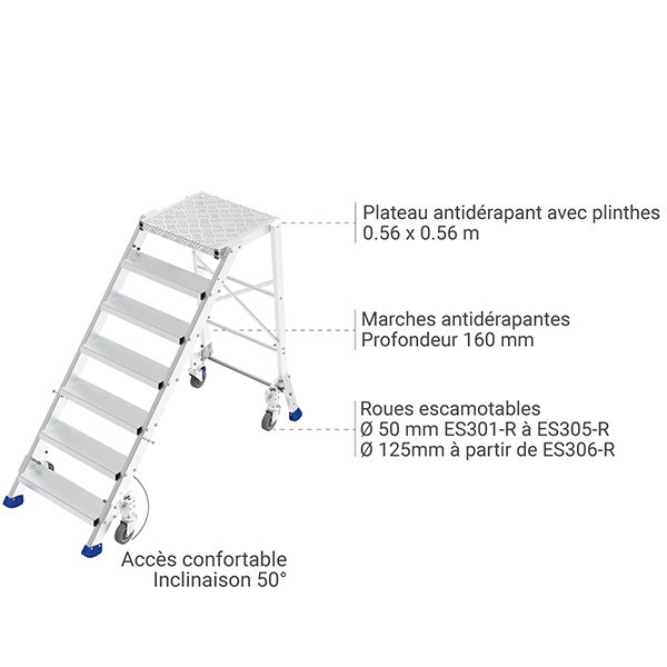 Plateforme 4 marches - Hauteur max. de travail 2.80m - ES304-R - 4