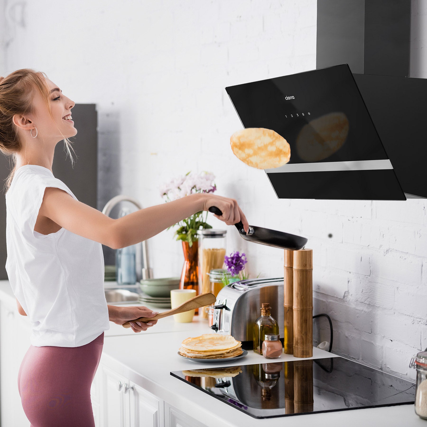 CIARRA CD6736HB Exaustor inclinado 60cm 650 m3/h 4 velocidades Boost Touch Control Vidro preto - 9