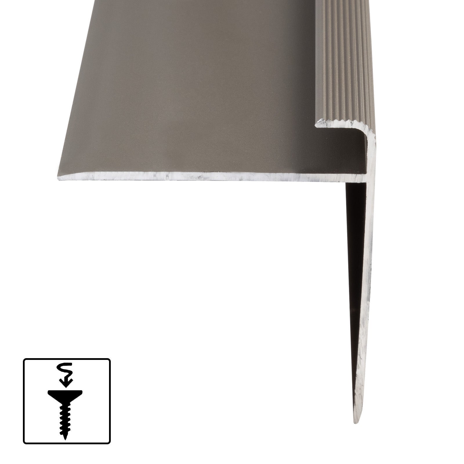 Seuil d'escalier Safety Forme: F Aluminium anodisé Bronze clair L 134 cm - 2