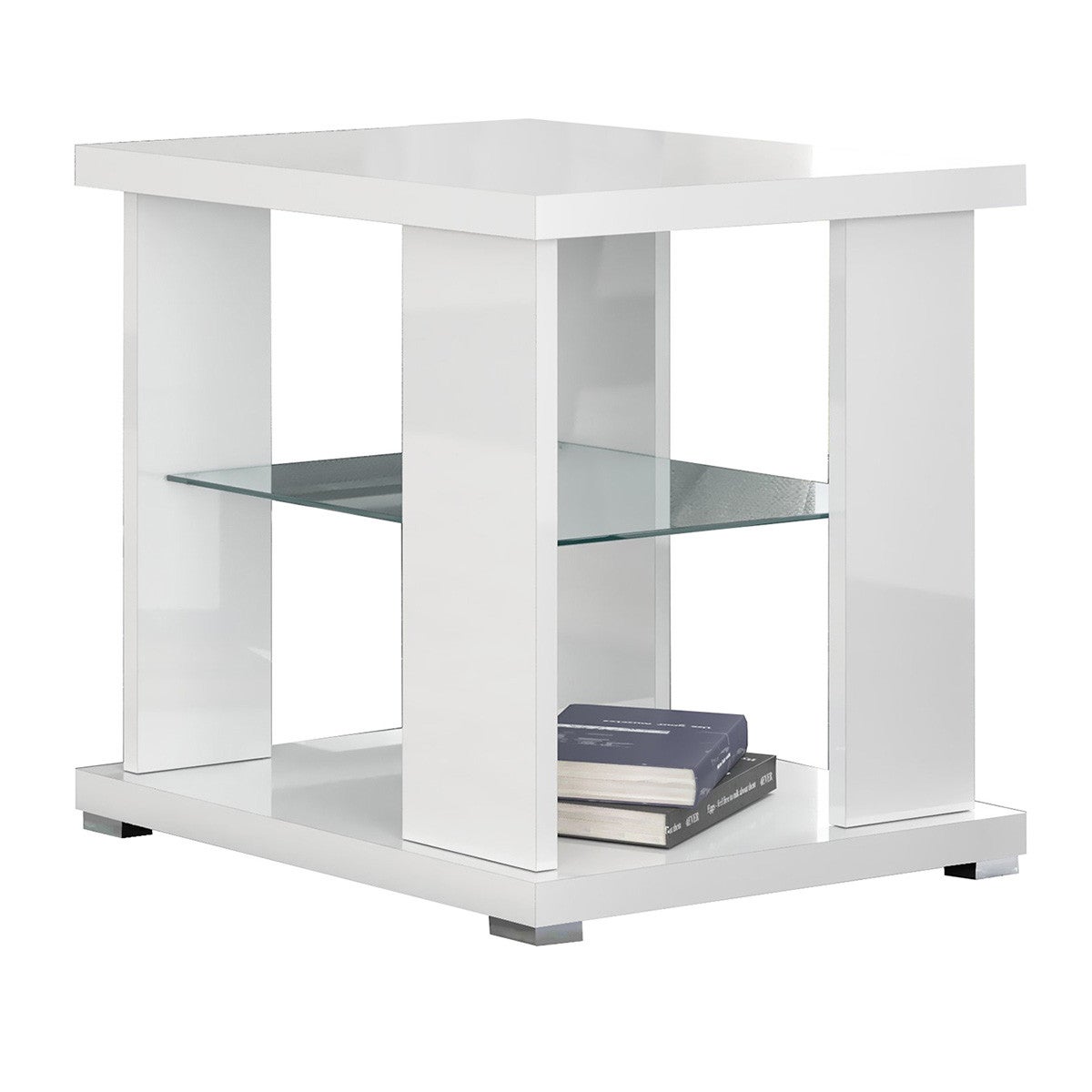 Tables de canape Table basse de salon en verre et MDF blanc laque