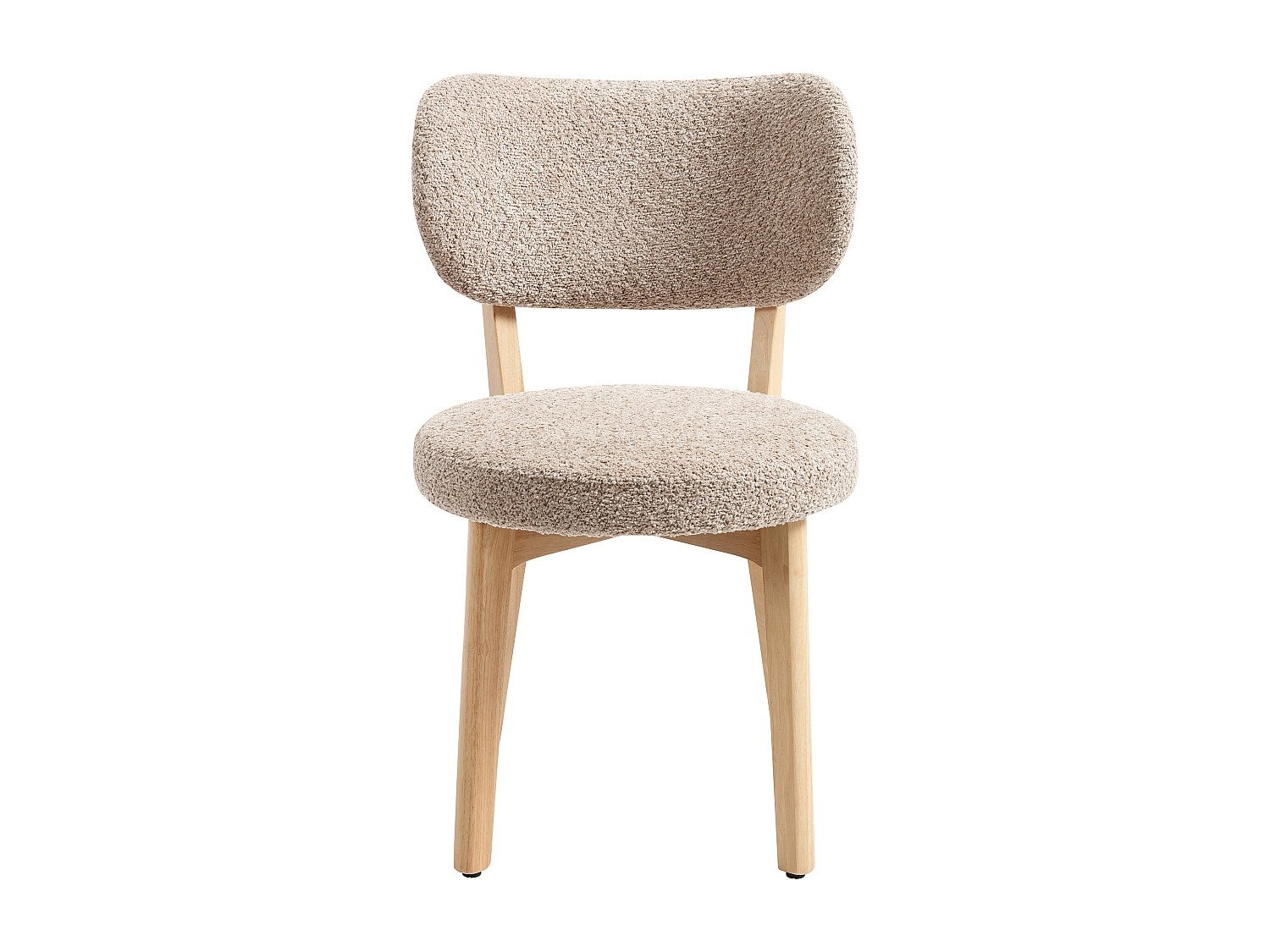Lot de 2 chaises en tissu bouclette et bois d'hévéa - Taupe - TORIEL - 2