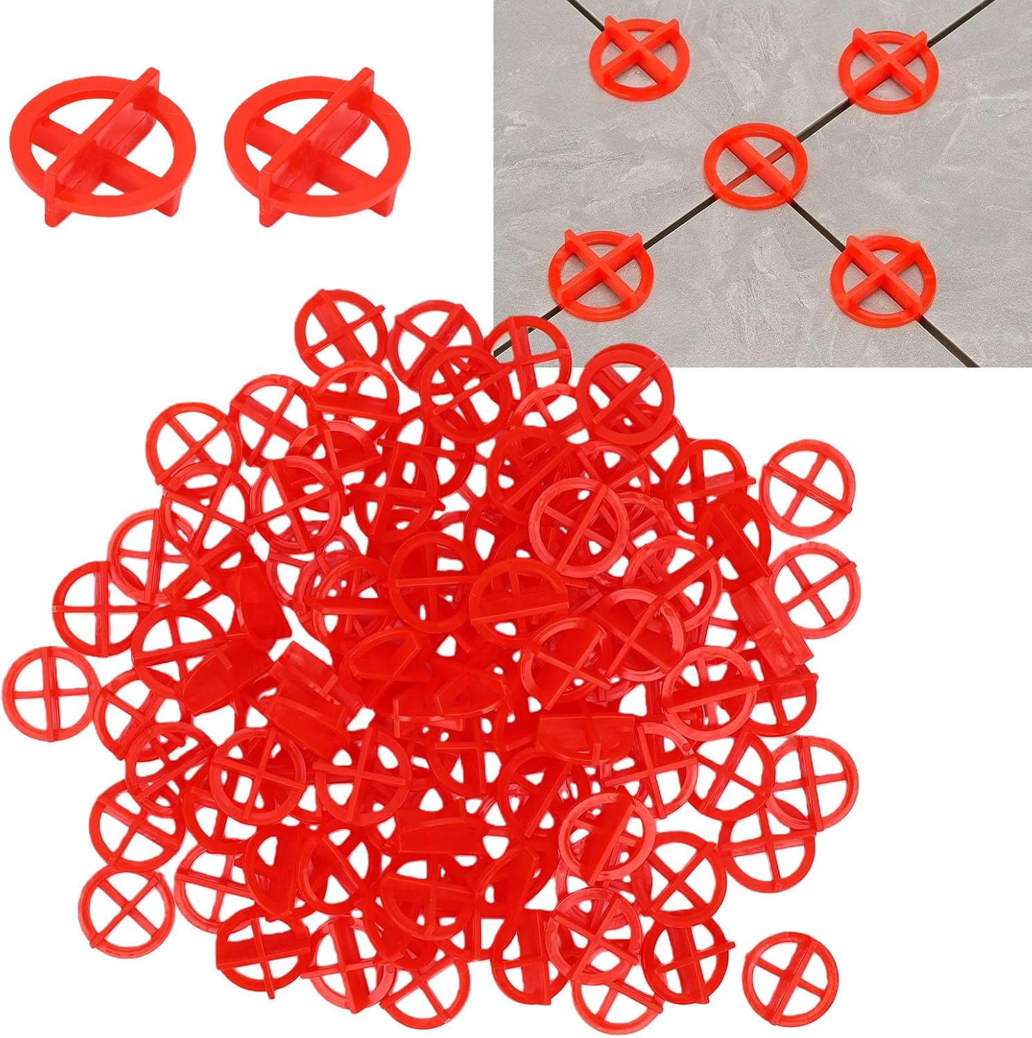 Système de Nivellement de Carrelage 500 Pièces, Entretoises Amovibles de 2 Mm, Granit et Céramique (Rouge 2,0 mm) - 3