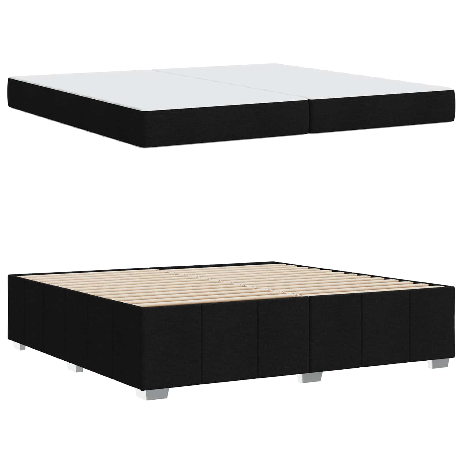 Cadre de lit avec matelas en tissu noir pour la chambre, 200 × 200 cm - 5