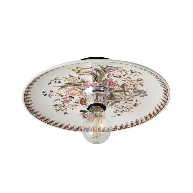 Aplique de pared Lucande Faelira, rosa/blanco, cerámica, aplique