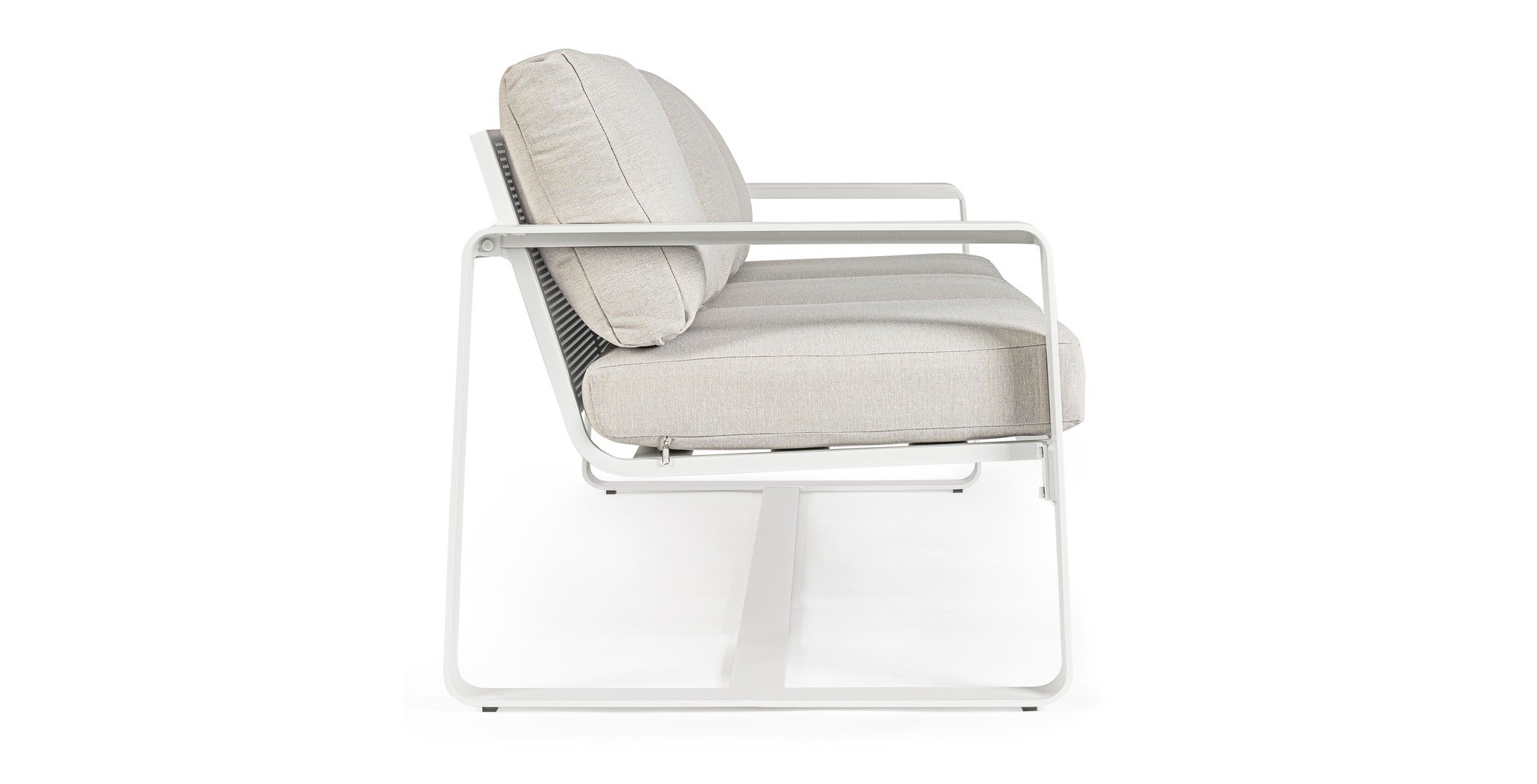 Sofá Lounge Exterior Aluminio 3 Plazas 2 Sillones Con Mesa Cafetera Merrigan Blanco Bizzotto - 7