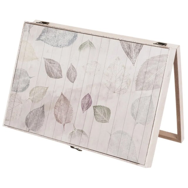 Tapa para contador de luz de madera con hojas blancas y verdes, 46x31x6cm CasaSelección