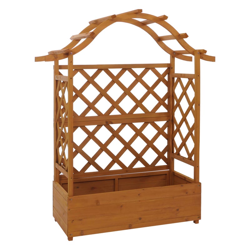 Podwyższona grządka HWC-P66, skrzynka na rośliny/kwiaty Donica Kratka do pnączy Podpora do pnączy Drewniana kratka MVG 138x110x44cm ~ naturalna