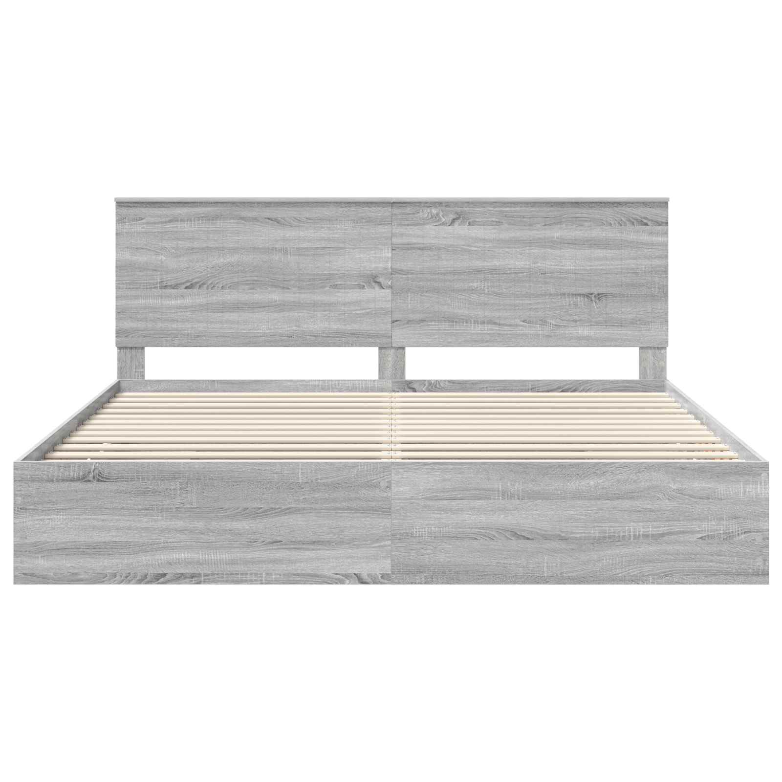 Cadre de lit gris 200 x 200 cm panneau de bois - 7