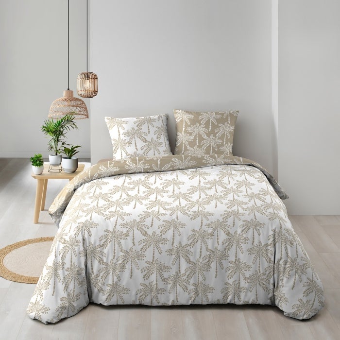 Parure de couette réversible + 240 x 220 cm coton 57 fils + 2 taies Oliana - 3