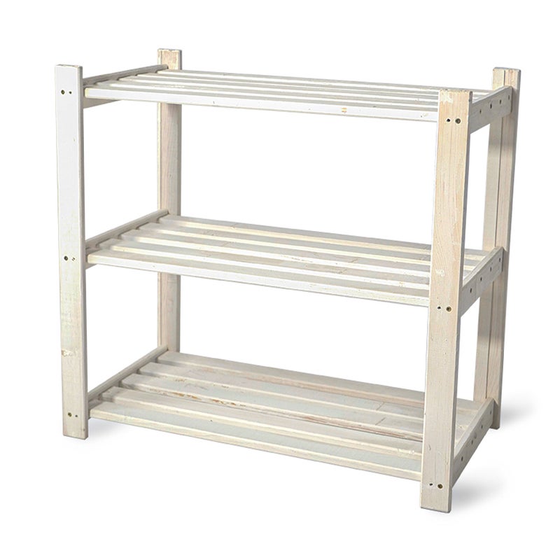 Regał magazynowy drewniany do garażu piwnicy 3 półki sosna biała 62cm