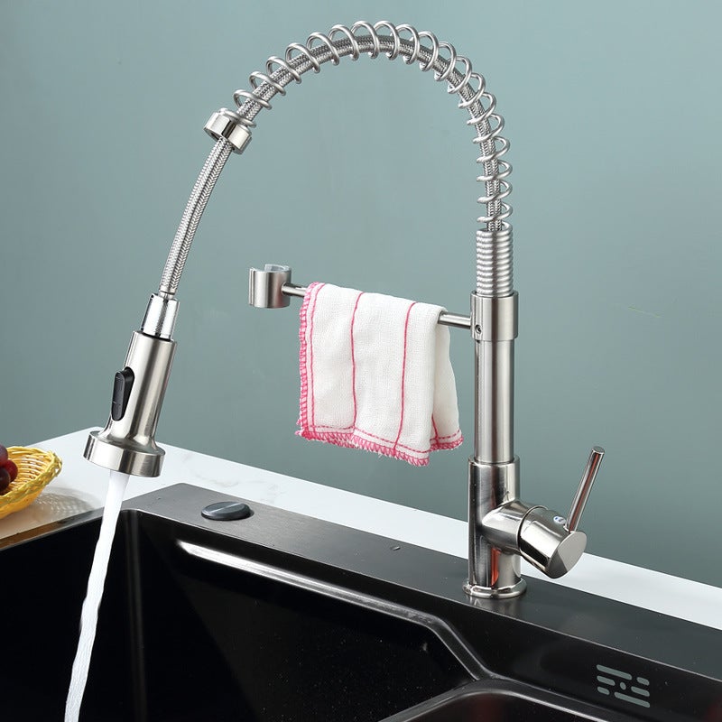 Grifo de cocina giratorio de acero inoxidable 304 con resorte