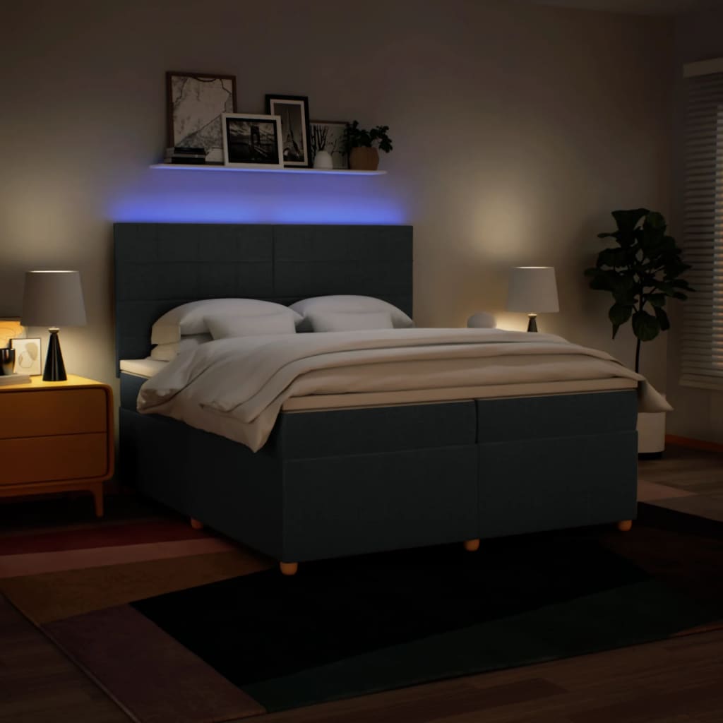 Sommier à lattes de lit avec matelas Bleu 200x200 cm Tissu — COMFORTXL - 5