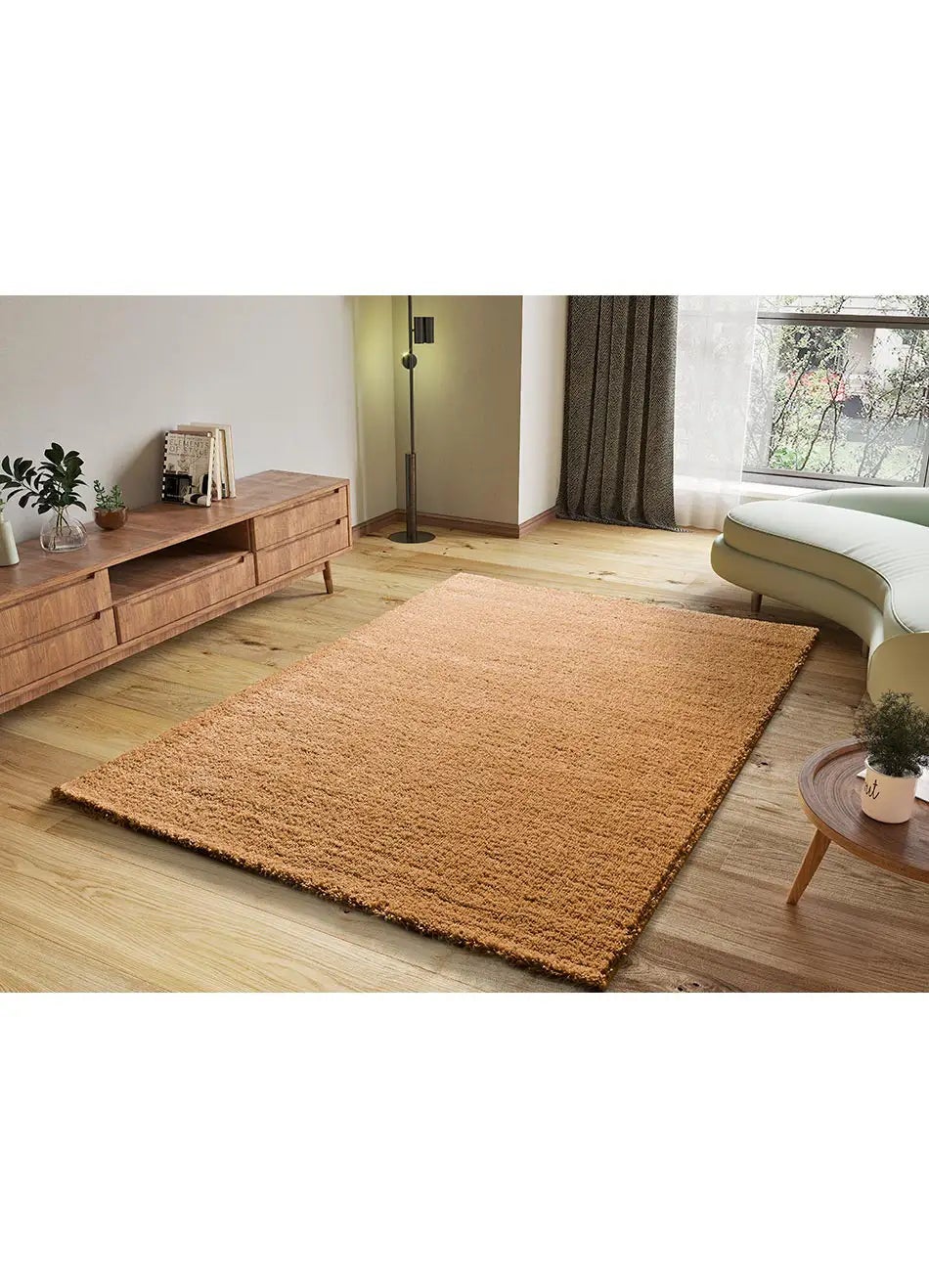 Tapete interior castanho retangular 60 x 120 cm ATLAS shaggy liso - ATTICGO - 4