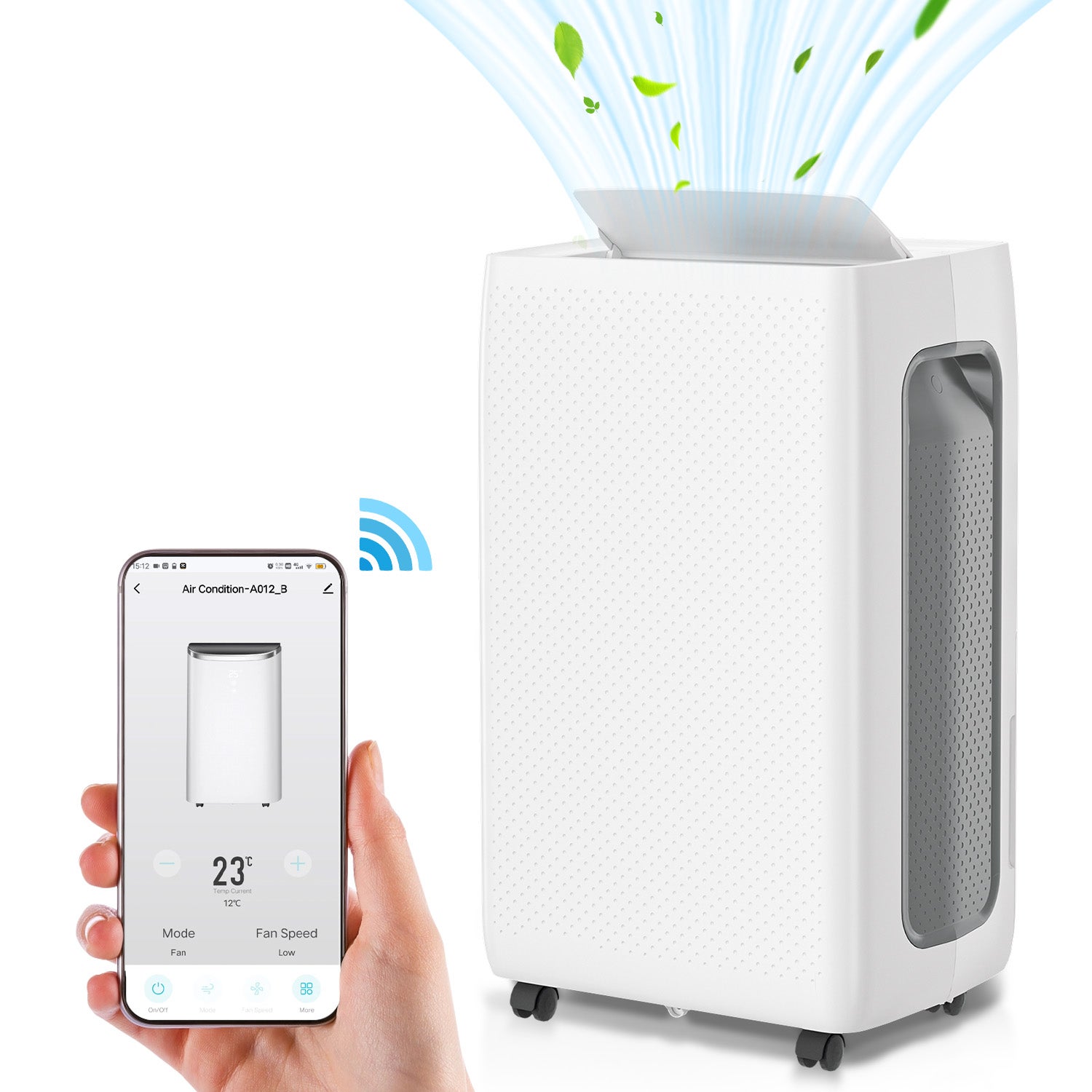 Déshumidificateur Électrique 12L/Jour – Compact Avec Roulettes, 3 Modes, Réservoir 2,2L, Minuterie 24h, Pièce 20-35 M²