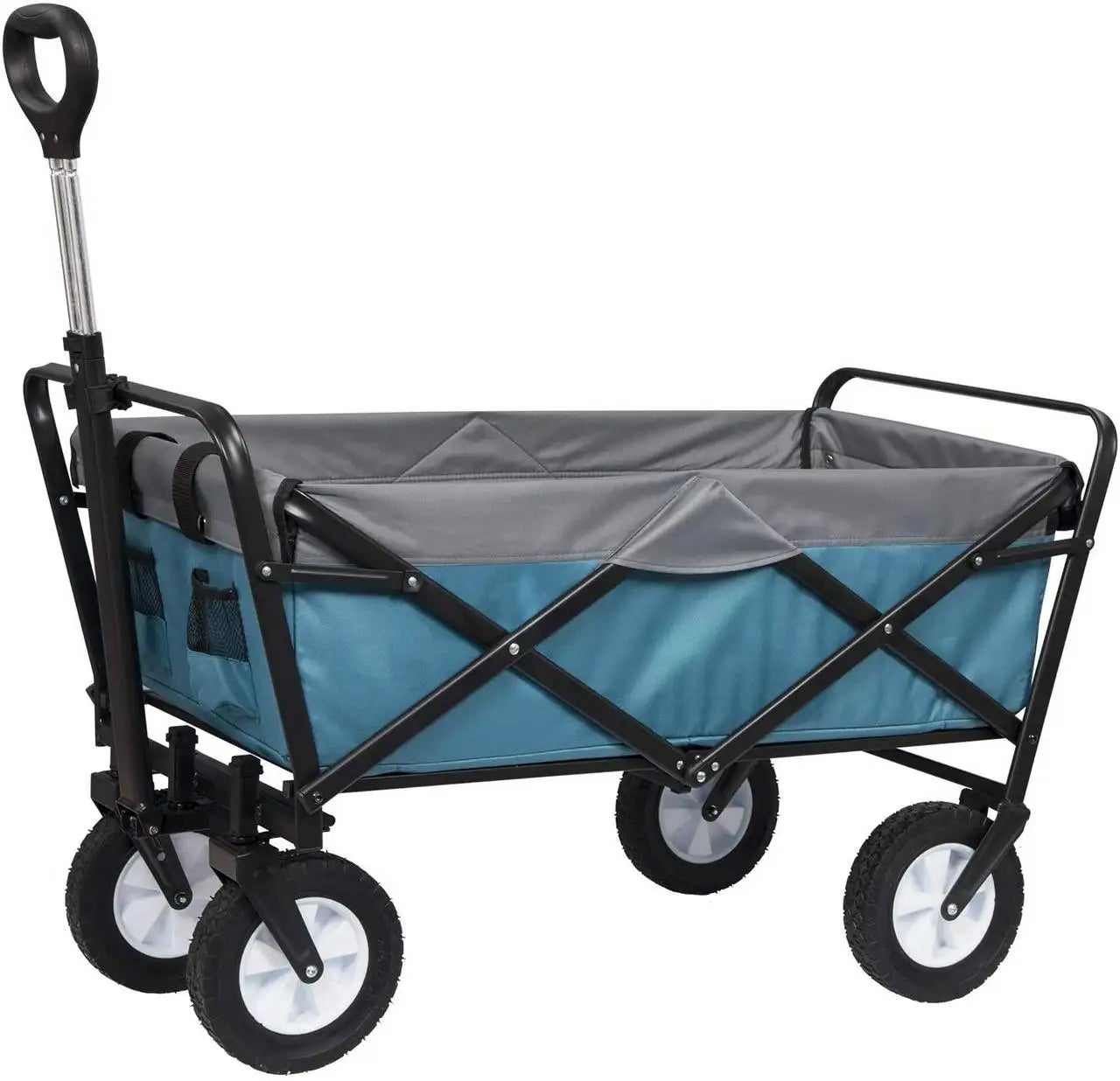 Carrinho de transporte dobrável com travões, 4 rodas, piquenique, churrasco, para jardim, praia, campismo ao ar livre - 2