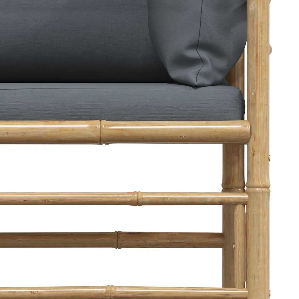 Canapé d angle de jardin avec coussins gris foncé Bambou - 9