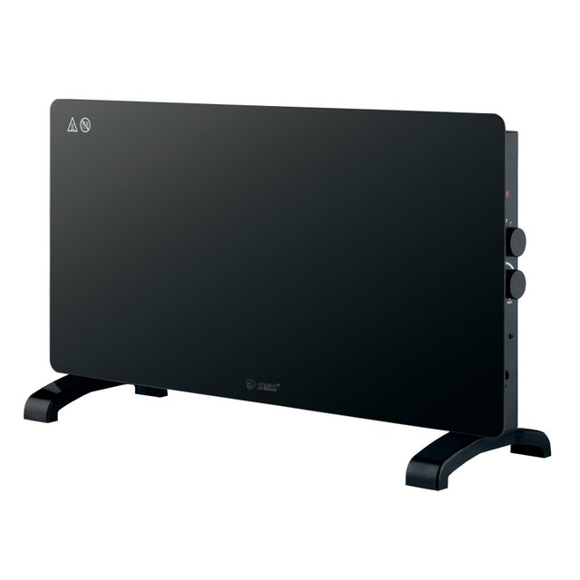 Radiador convector de cristal para 15m2 2000W Negro