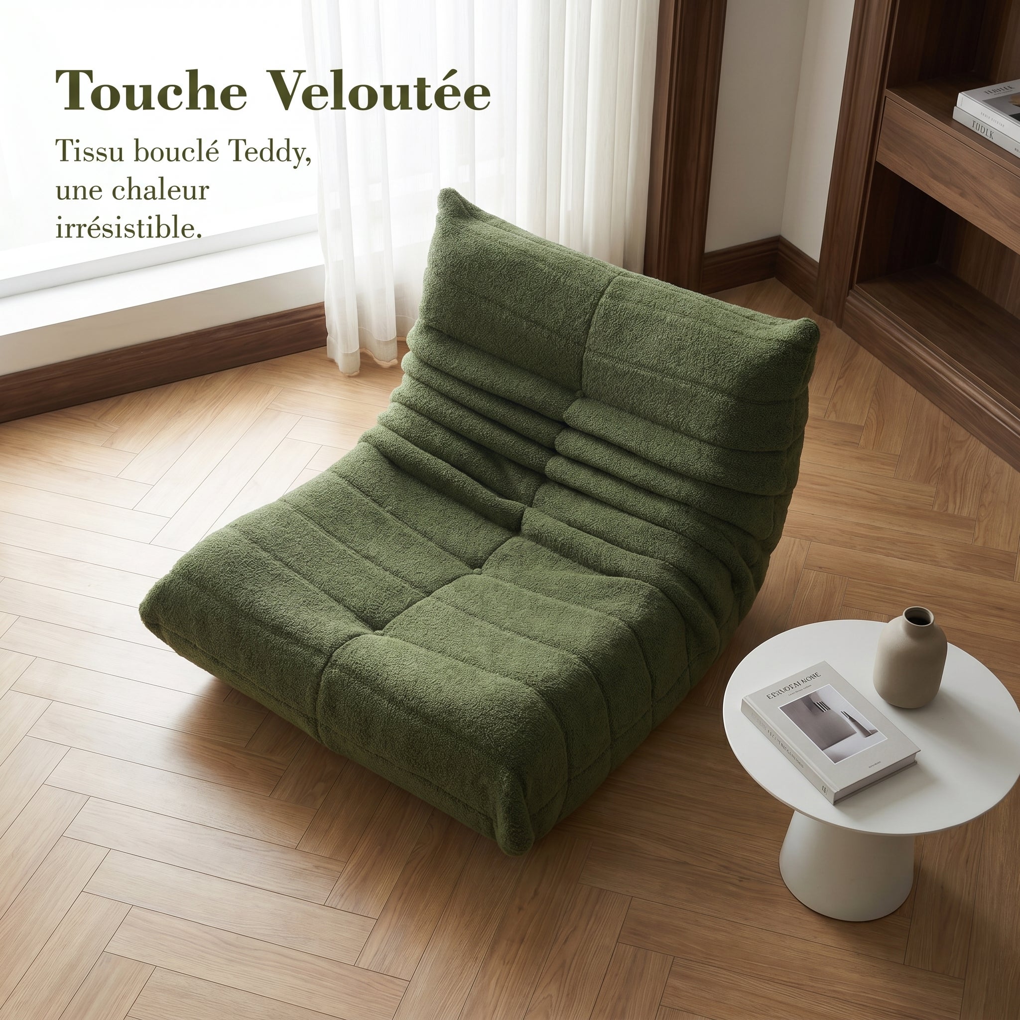Pouf géant - Canapé de sol avec dossier - Fauteuil de lecture d'intérieur confortable XXL - Pour salon et chambre à coucher - 86 x 105 x 75 cm - Noir - 4