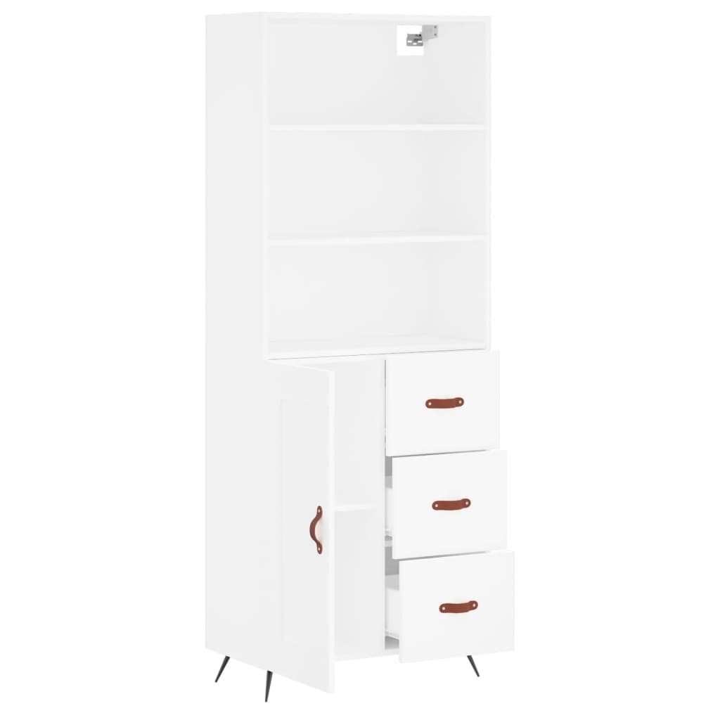 Buffet haut Blanc 69,5x34x180 cm Bois d'ingénierie - 4