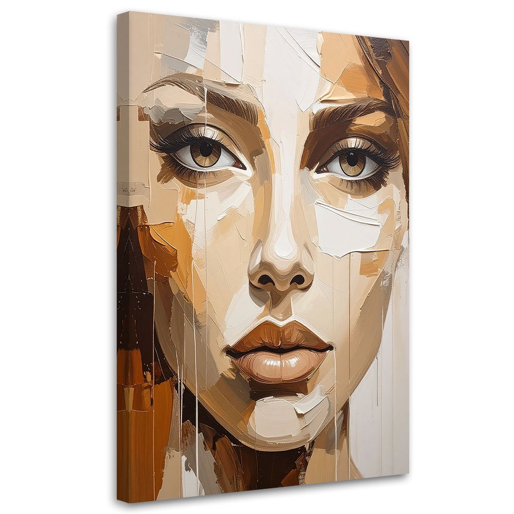 Obraz do salonu sypialni, Portret Kobieta Beżowy jak malowany 60x90