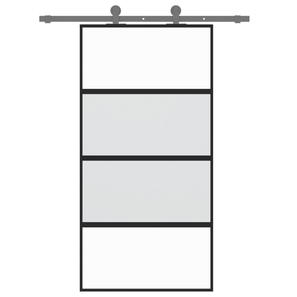 Puerta corredera | Puerta de la cocina vidrio templado y aluminio negra 102,5x205 cm CFW31198 - 3