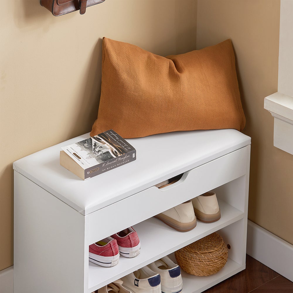 SoBuy Banc à chaussures avec Coussin , 2 étages, Blanc, FSR25-W - 8