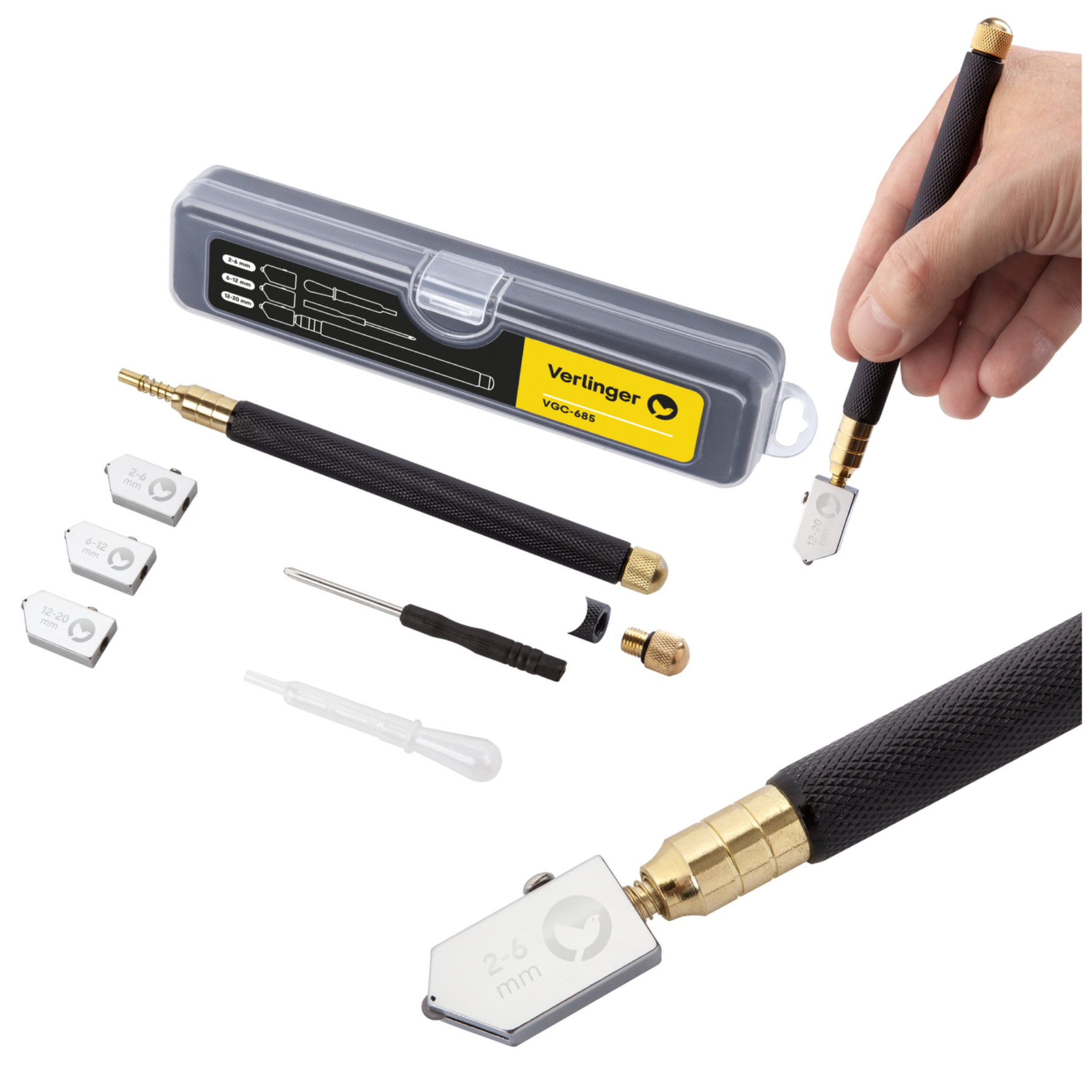 ZESTAW Verlinger Nóż olejowy do cięcia szkła VER-2101 1 szt. + Marker budowlany VPM-692 4 szt. - 2