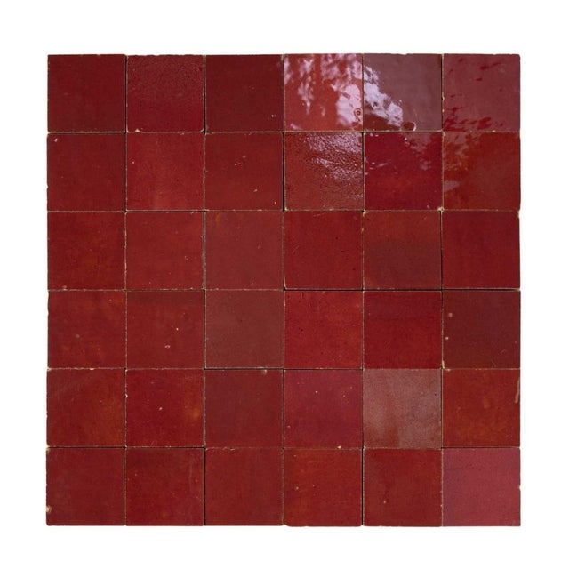 Zellige Marocain - 5x5 cm - Carrelage mur - Terre De Zellige - (Vendu à la plaque 30 x 30 cm – prix indiqué à la plaque) - Vieux Rose 16