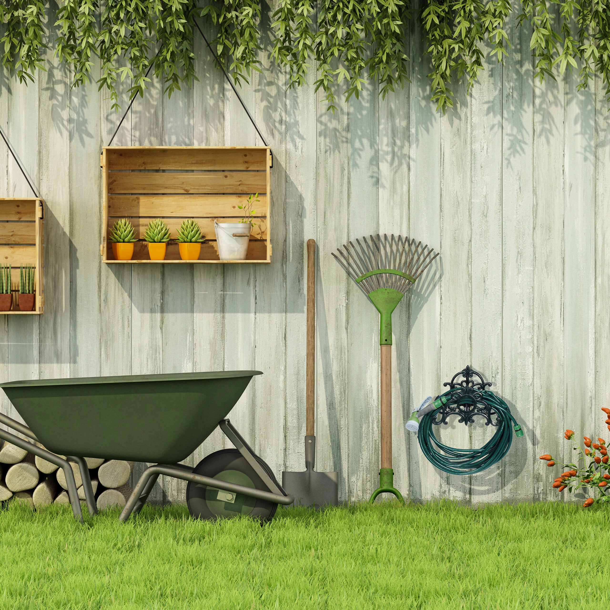 Soporte manguera pared, colgador mangueras estilo retro, 24,5 x 31,5 x 15,5 cm, hierro fundido, verde, Relaxdays - 2