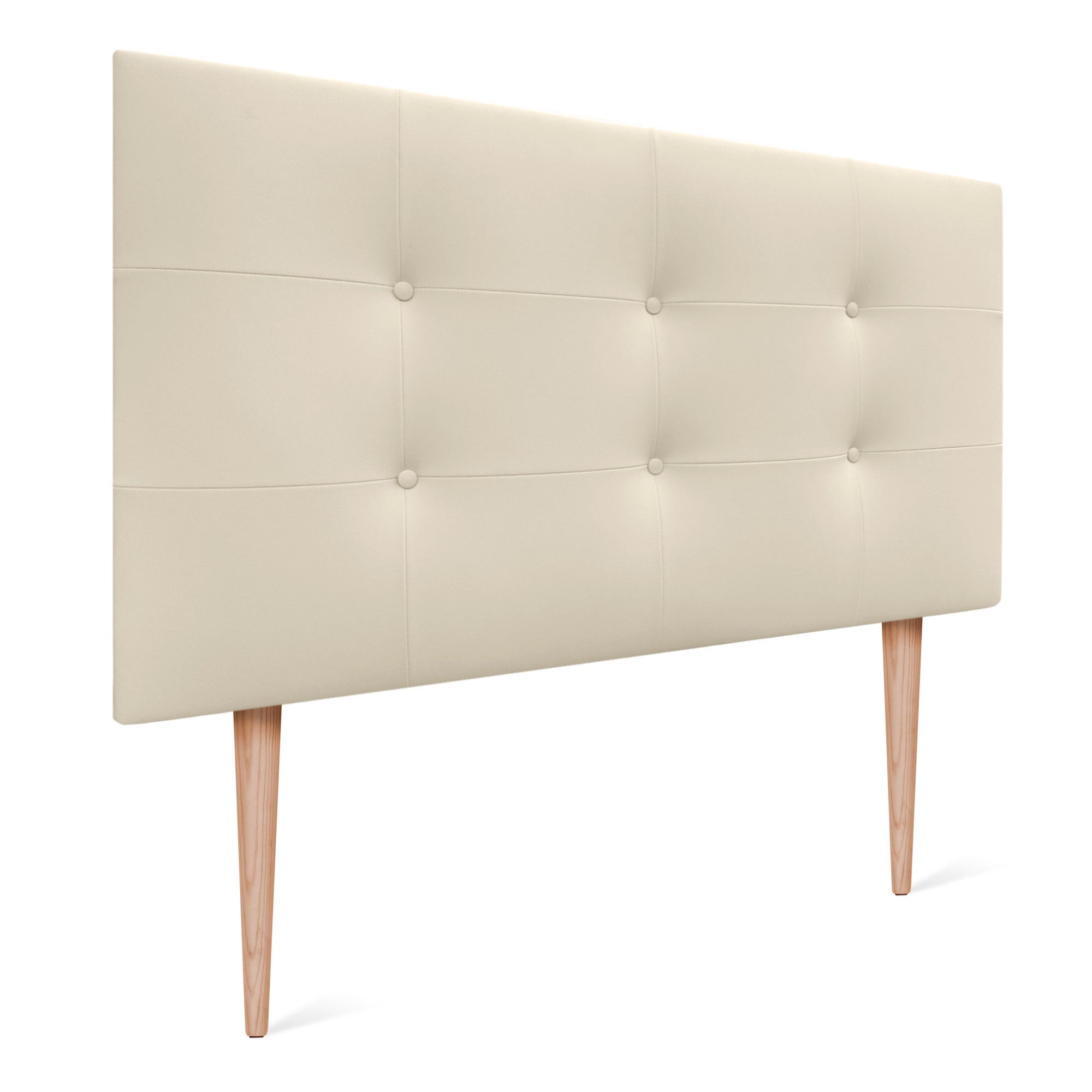 Tête De Lit Tapissée DHOME Lin Naturel Beige 160x105 Cm, épaisseur 4 Cm, Avec Pieds Bois Et Fixation Murale