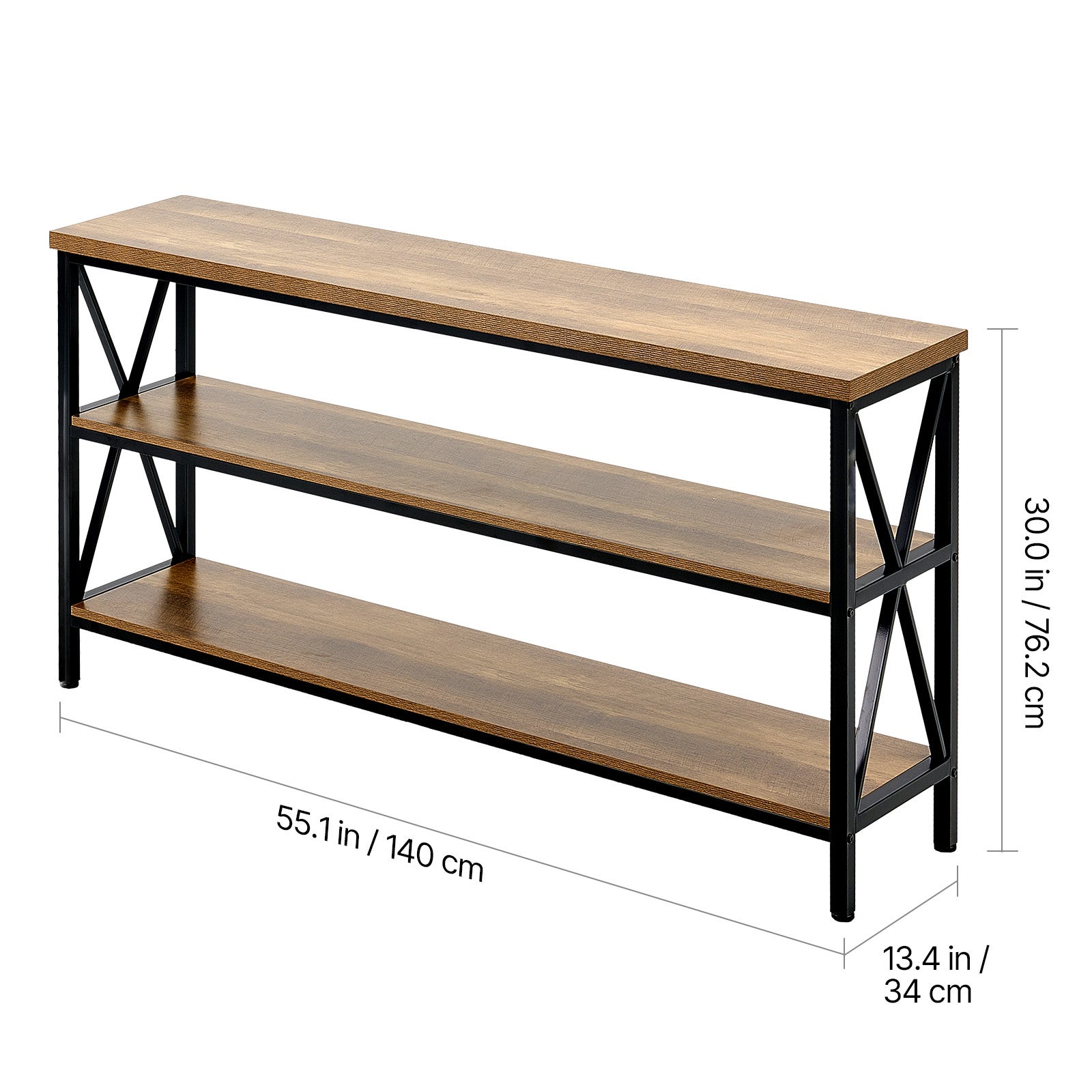 Table console étroite,SucceBuy 55,1 pouces,table entrée 3 niveaux,cadre métal,pour entrée,chambre - 2