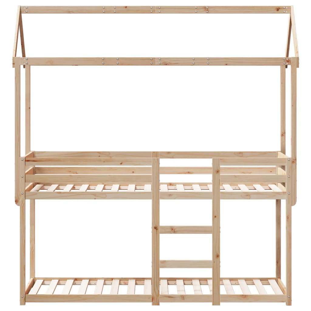 Lit superposé avec toit 90x190 cm bois massif de pin - 4