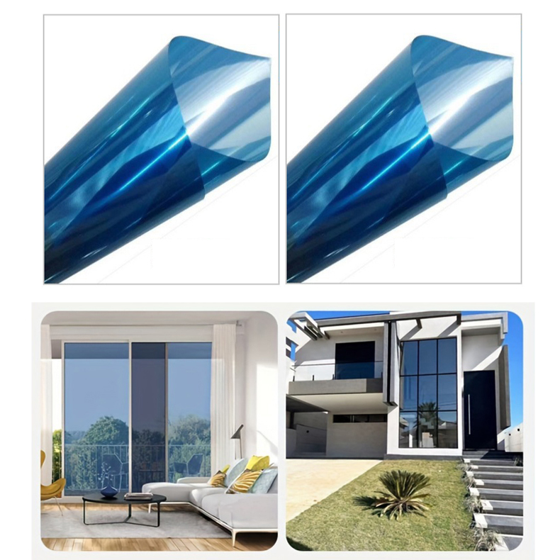 Película para ventana anti-uv (paquete de 2), anti-mirror y anti-luz, azul claro y plateado, 50 cm x 6 m