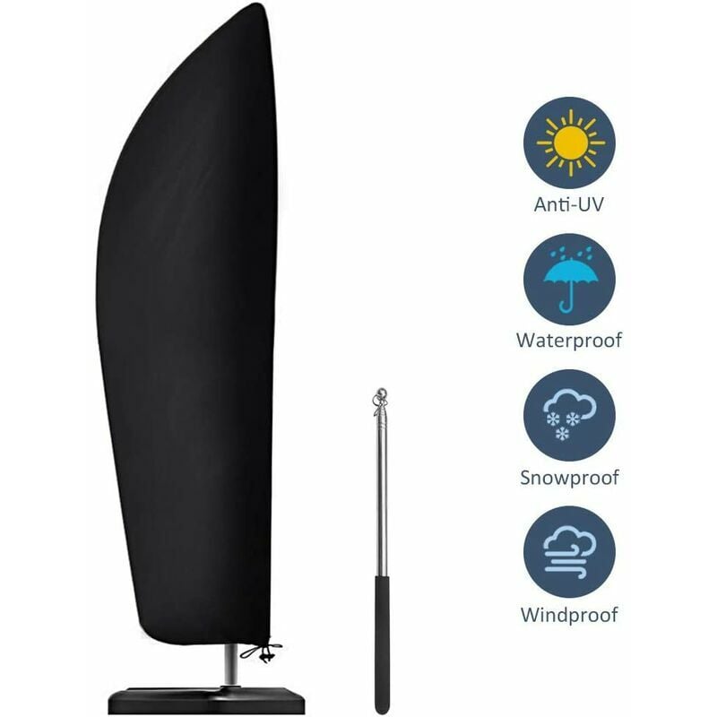 Housse de protection pour parasol déporté 2 à 4 m de large tissu Oxford 210D imperméable à la poussière Résistant aux UV 265x40/70/50cm - 2