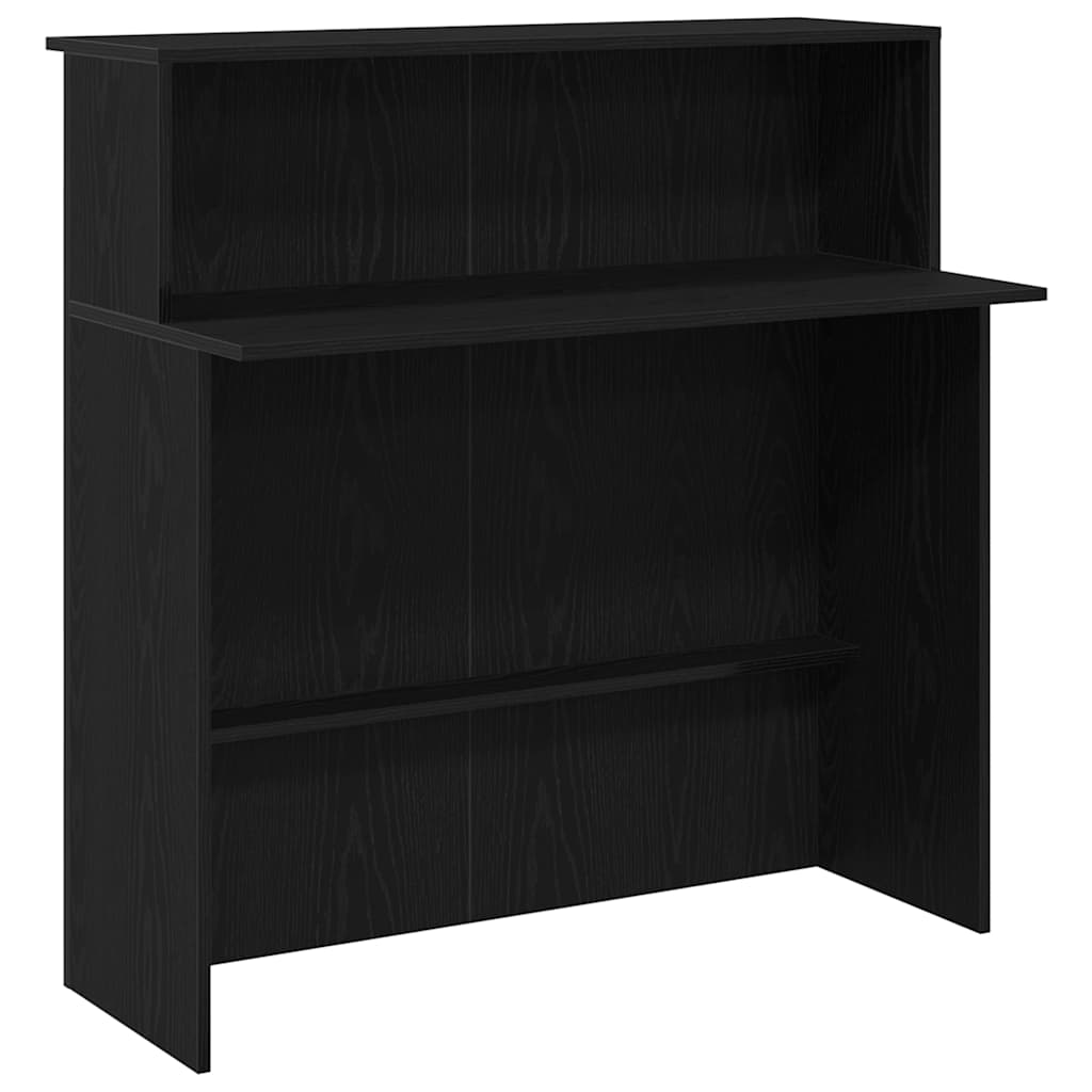 Mostrador De Recepción Negro 100x50x103.5 Cm - Madera De Ingeniería, Estante Incorporado