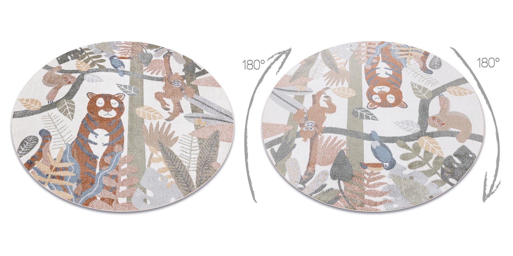 Tappeto BONO 8426 cerchio Giungla, animali selvatici crema / oro scuro rotondo 200 cm - 2