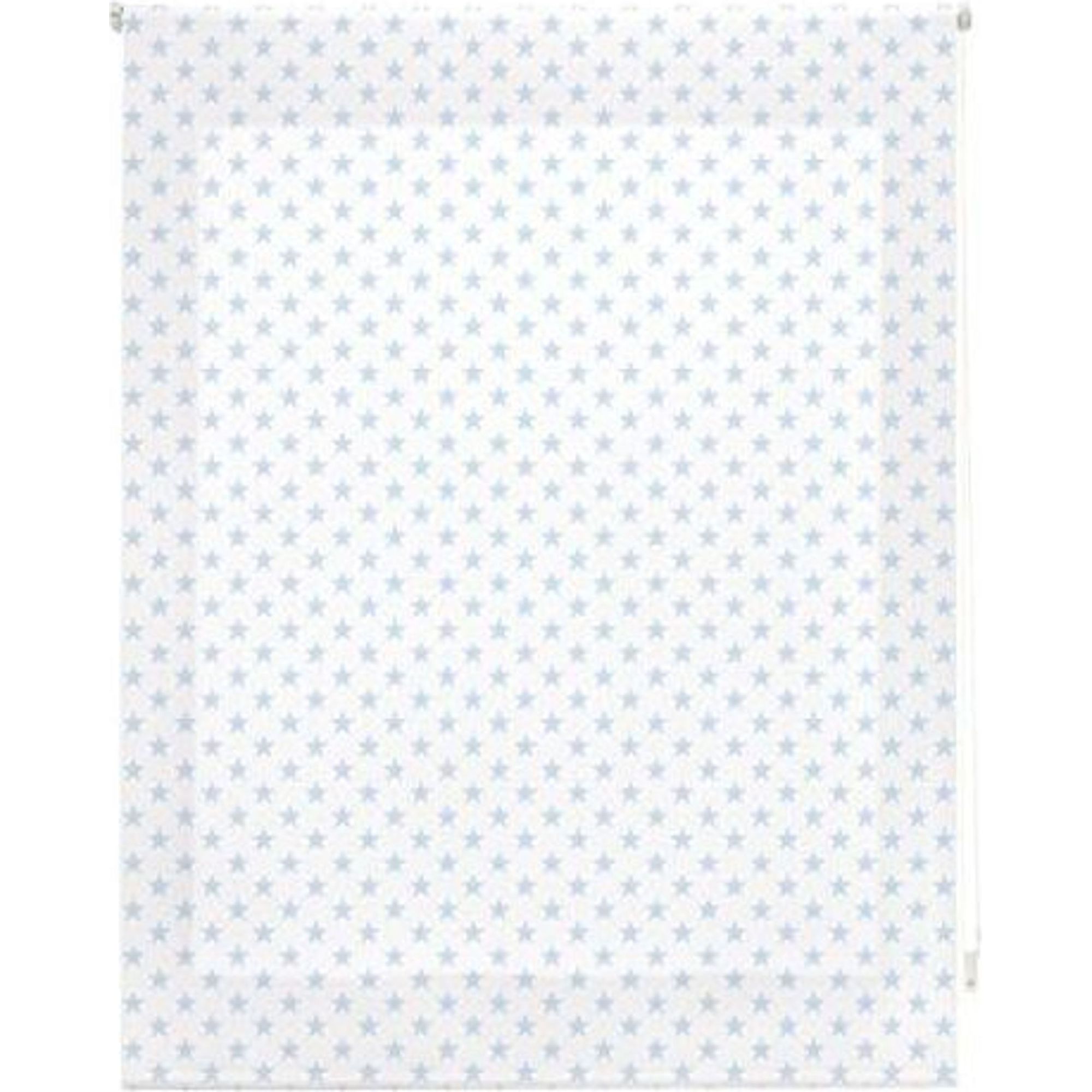 Estor enrollable infantil - estor infantil tamaño 120x250 - estor enrollable color blanco con estrellas celeste | blindecor