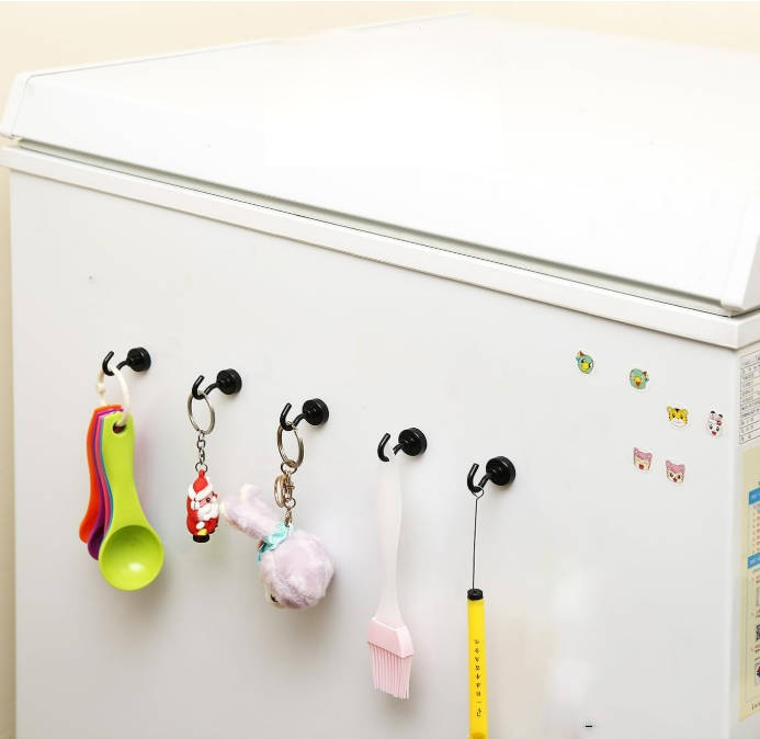 Pack de 10 ganchos magnéticos negros, capacidad de carga de 12 kg