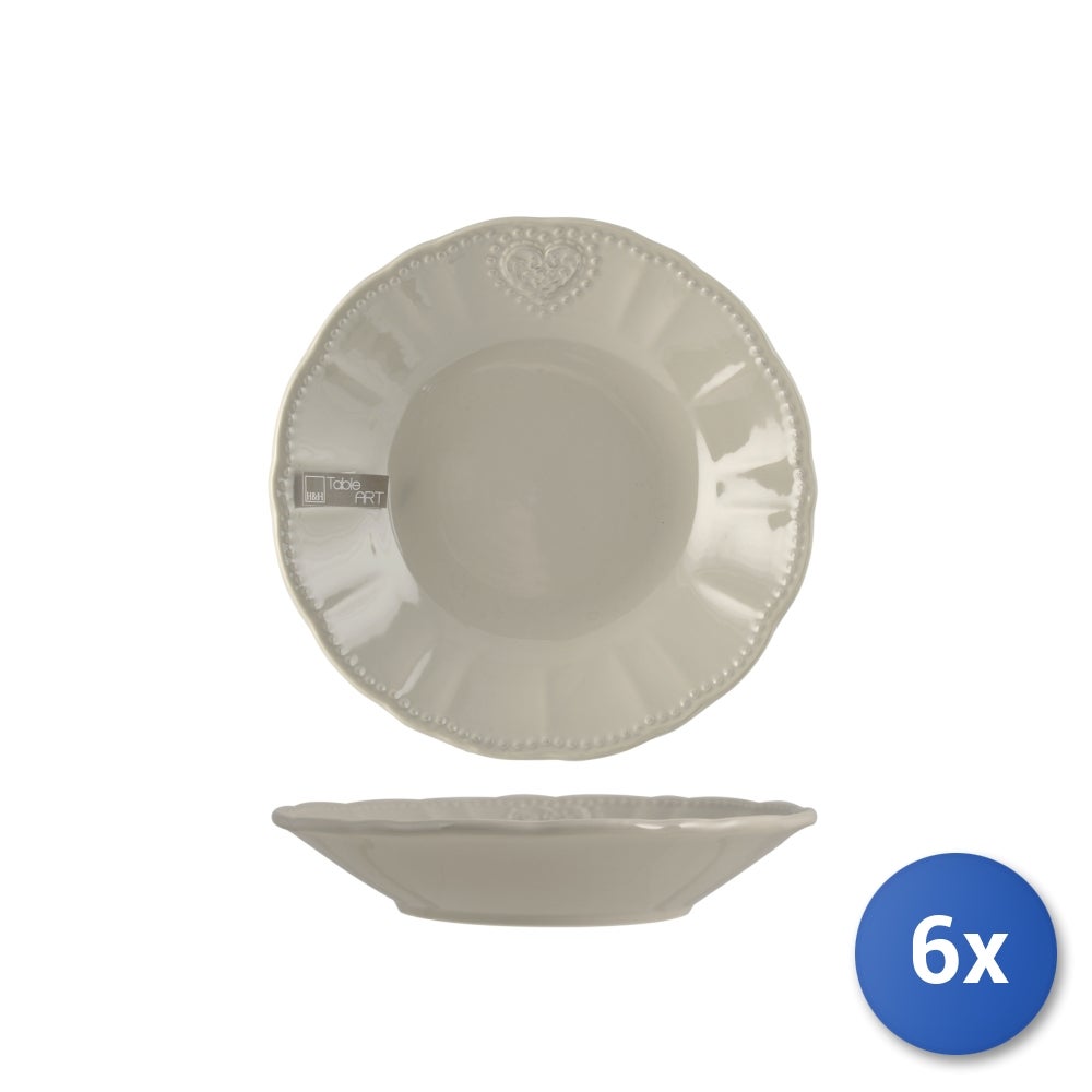 Set H&H New Terre Du Sud 6 Piatti Frutta, Bianco, In Stoneware/gres, 21