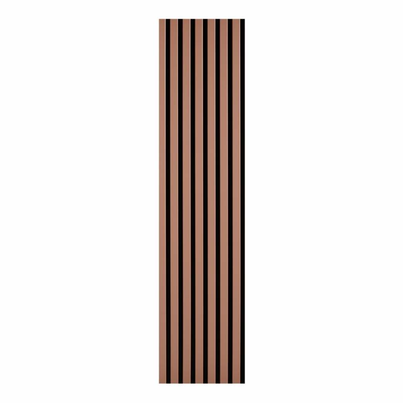Lot de 7 Panneaux muraux tasseaux bois 120 x 30 x 1,9 cm - Pack tête de lit - Lamelles terracotta / feutrine noir - 2,52m² - 4