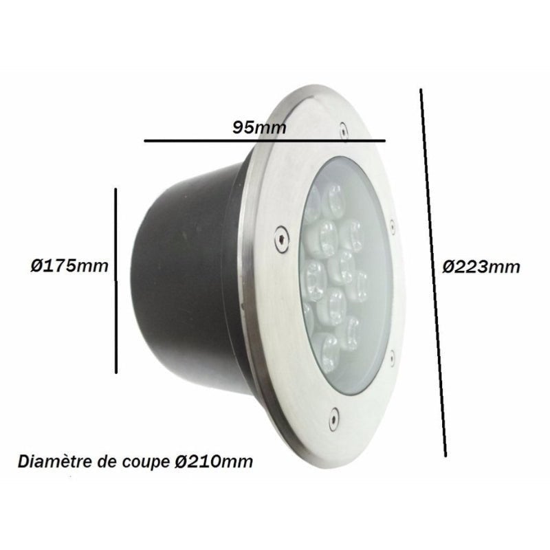 Spot Extérieur Encastrable LED IP65 220V Sol 18W 60° - Blanc Froid 6000K - 8000K - SILAMP - 3