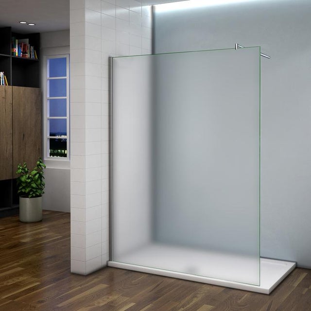Aica Paroi De Douche 120x200cm En 8mm Verre Sablé Et Anticalcaire Avec Une Barre De Fixation Extensible