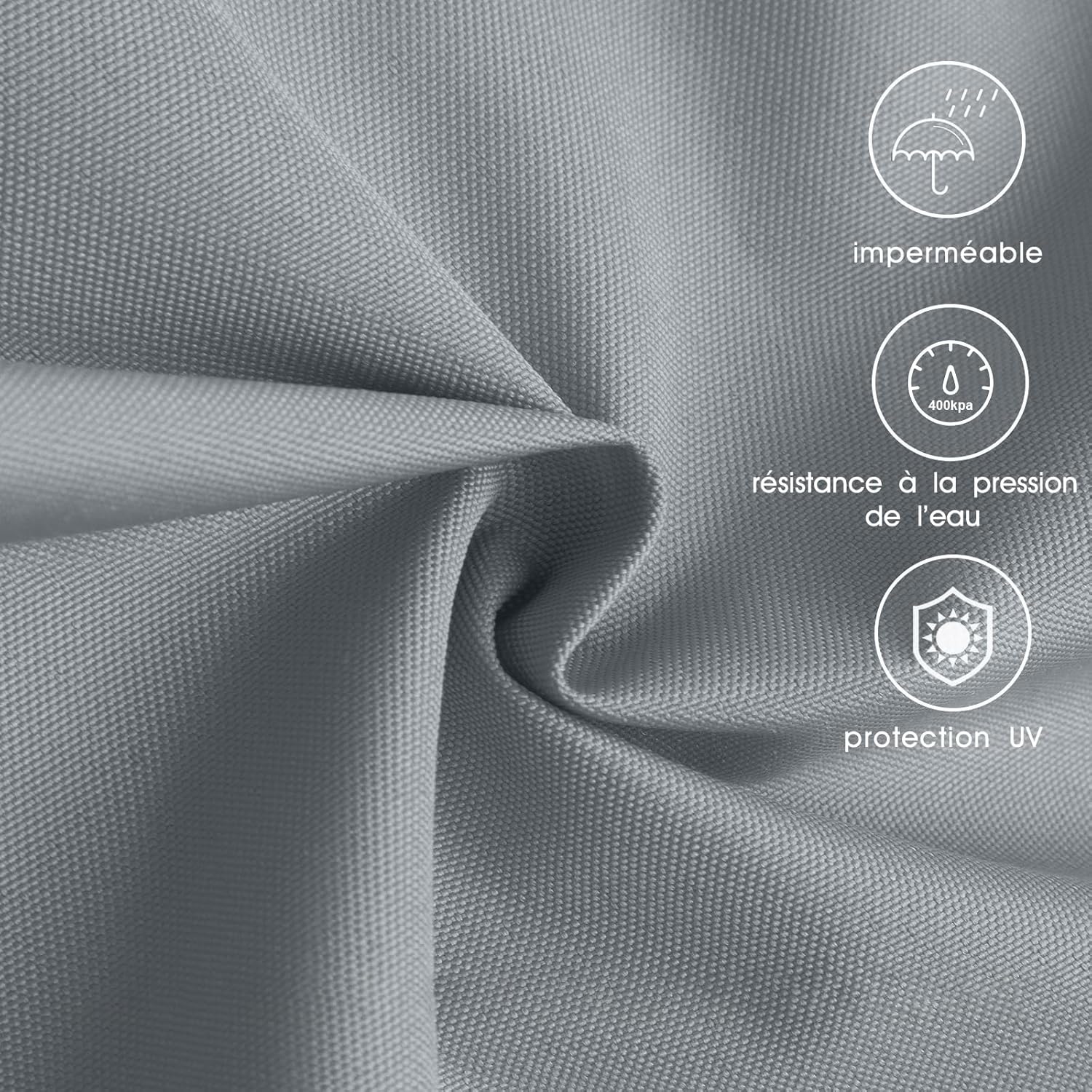Voile d'ombrage 3x4m Rectangulaire Imperméable à l'eau PES Toile d'ombrage Gris avec 95% de Protection UV pour Patio Extérieur Jardin - 3