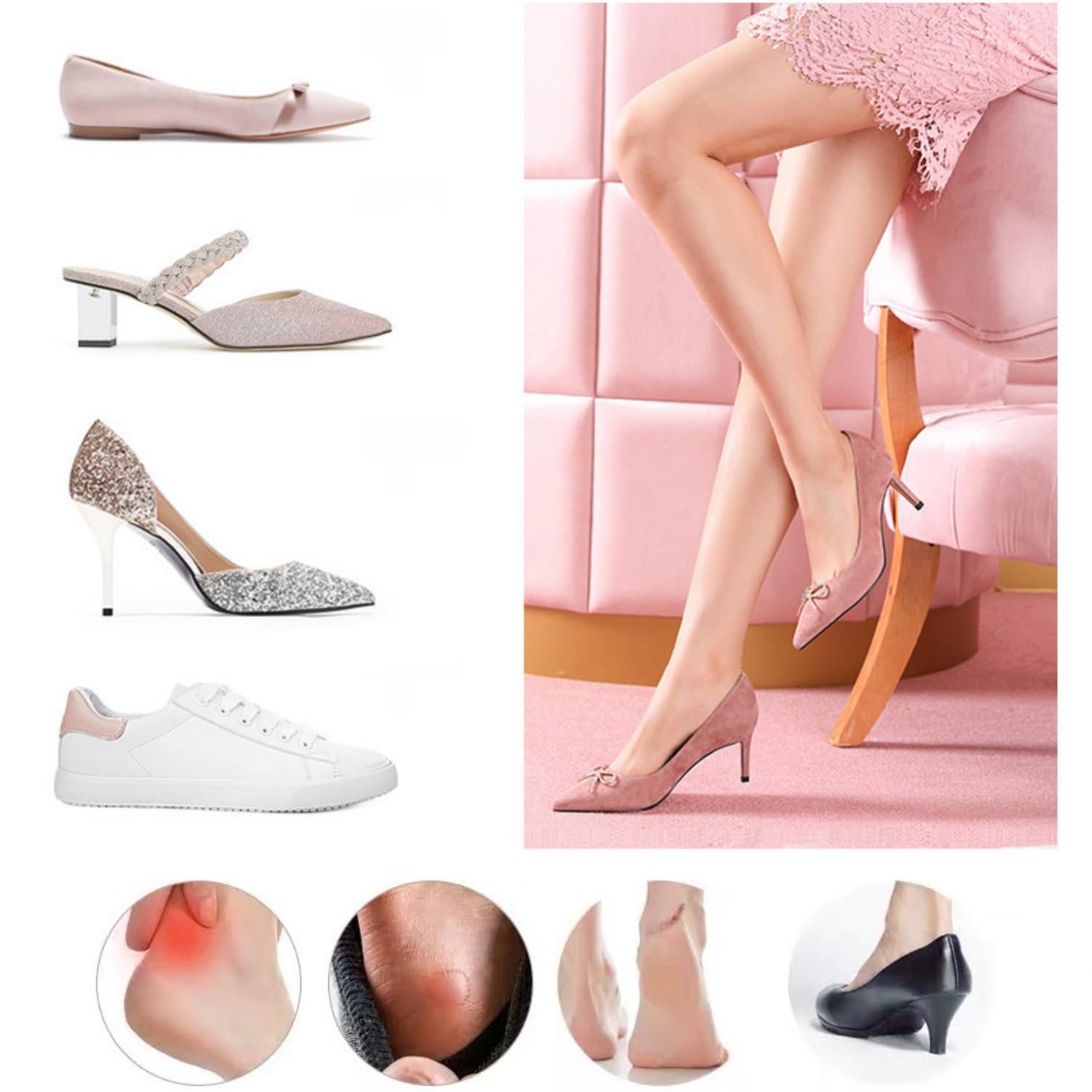 Protege Ttalon Chaussure,10 Paires Coussinets de Talon Insert Orteil Doux et Confortable Coussinet Chaussure Protege Talon Chaussure Autocollante - 7