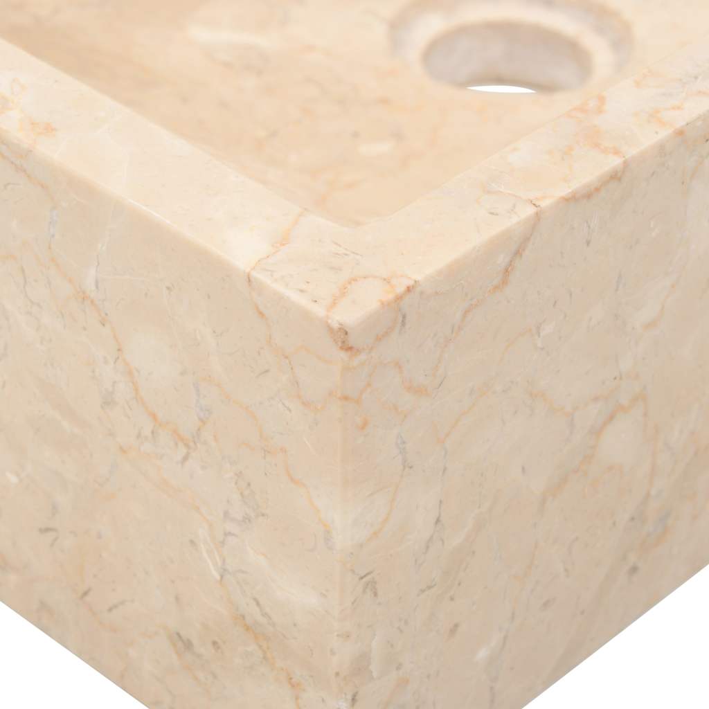 Lavabo 45x30x12 cm marbre crème brillant - 8