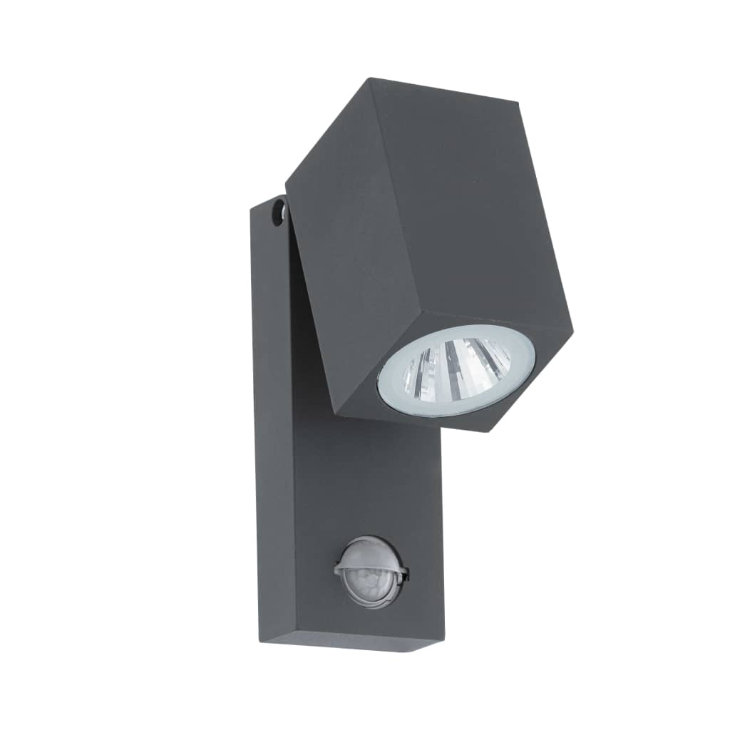 Aplique de pared exterior led eglo sakeda con sensor antracita luz cálida 5w 7cm