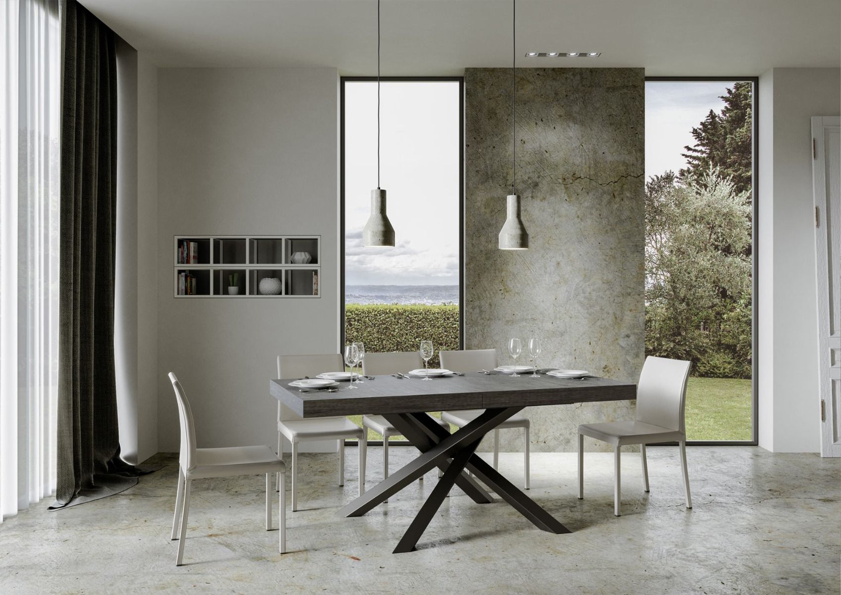 Stół rozkładany 200/304x90 cm Volantis Premium nogi cementowe antracytowe