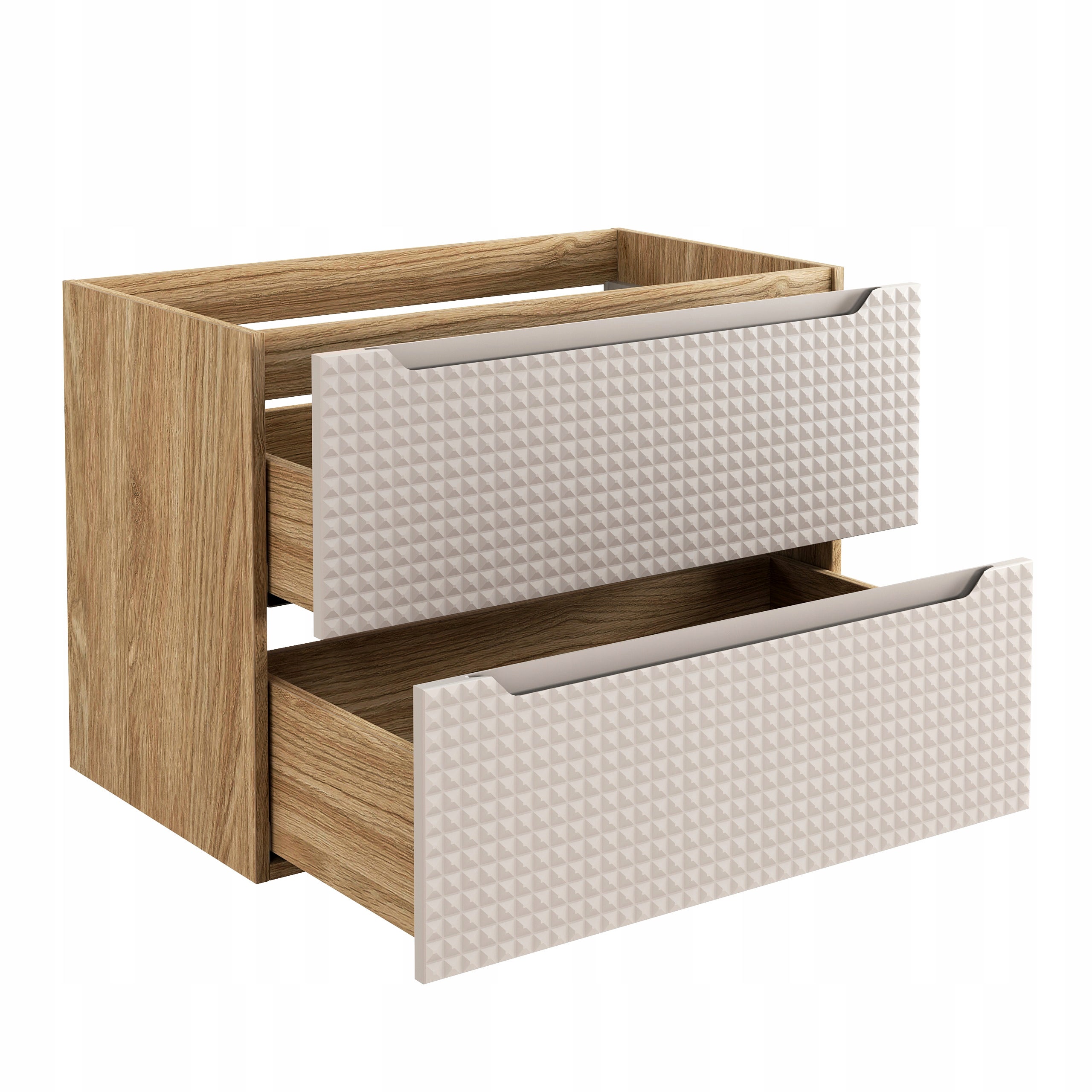 Szafka łazienkowa LUXOR 80 cm beżowa dąb olejowany front 3D MDF z szufladami - 7