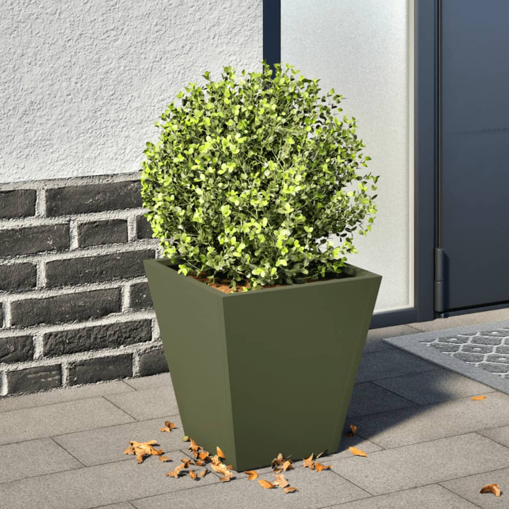 Donica ogrodowa, oliwkowozielona, 30x30x30 cm, stalowa vidaXL